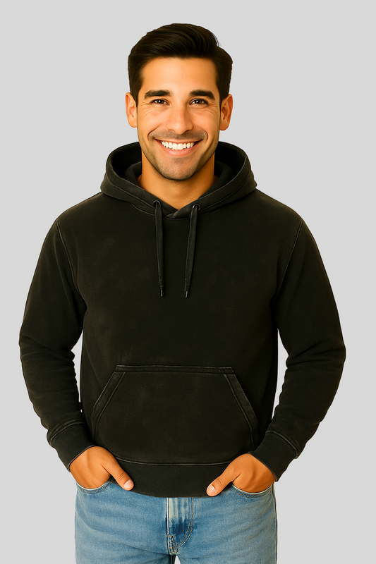 Unisex Acid Washed Hoodie - Black