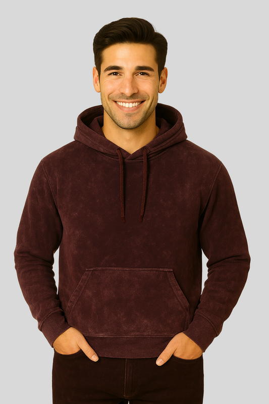 Unisex Acid Washed Hoodie - Maroon