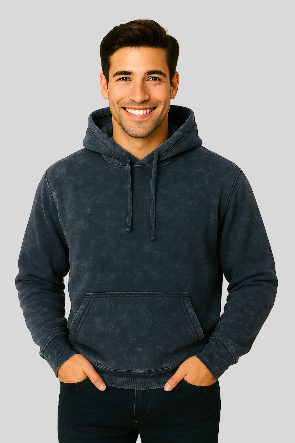 Unisex Acid Washed Hoodie - Navy Blue