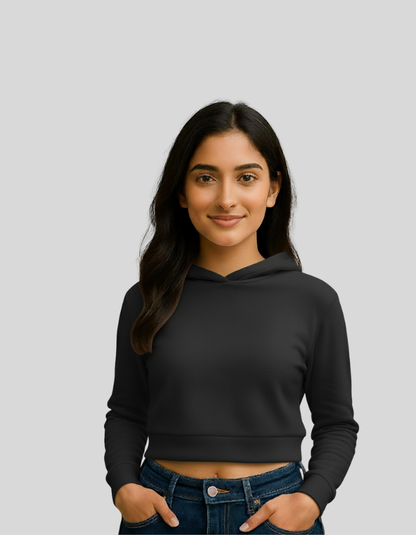 Female Cropped Hoodie - Black