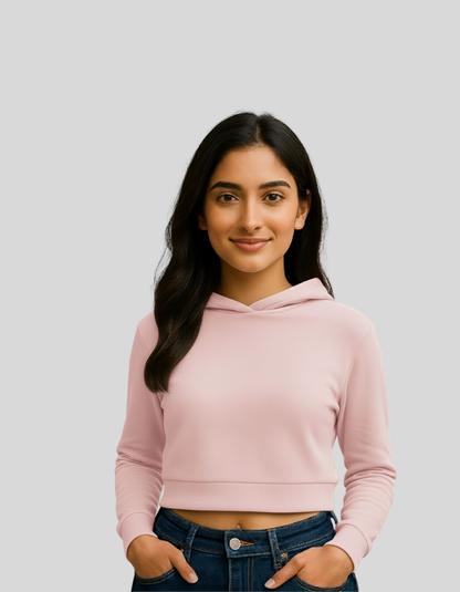 Female Cropped Hoodie - Light Baby Pink