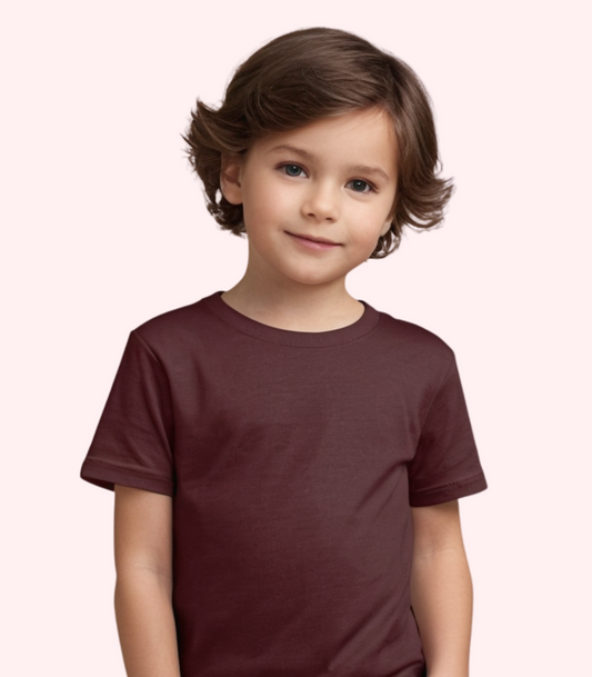 Boy's Crew Neck T-Shirt - Maroon